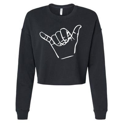 Shaka Sign Good Vibes Retro Hang Loose Cropped Pullover Crew