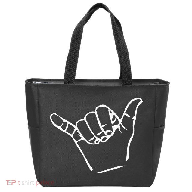Shaka Sign Good Vibes Retro Hang Loose Zip Tote Bag