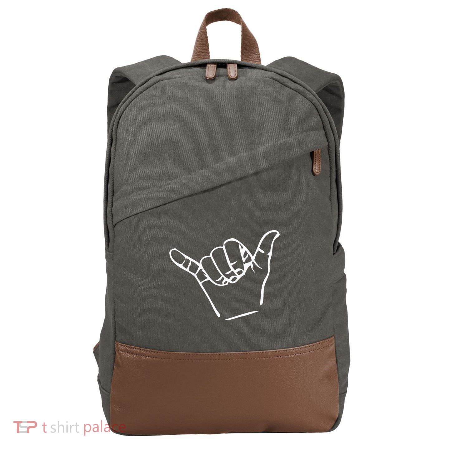 Shaka Sign Good Vibes Retro Hang Loose Cotton Canvas Backpack