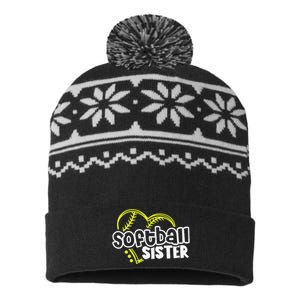 Softball Sister Gifts for Teen Sisters USA-Made Snowflake Beanie