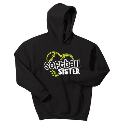 Softball Sister Gifts for Teen Sisters Kids Hoodie