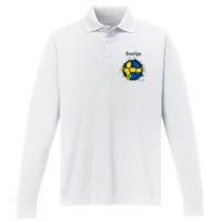 Sverige Soccer Gift Funny Performance Long Sleeve Polo