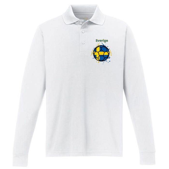 Sverige Soccer Gift Funny Performance Long Sleeve Polo