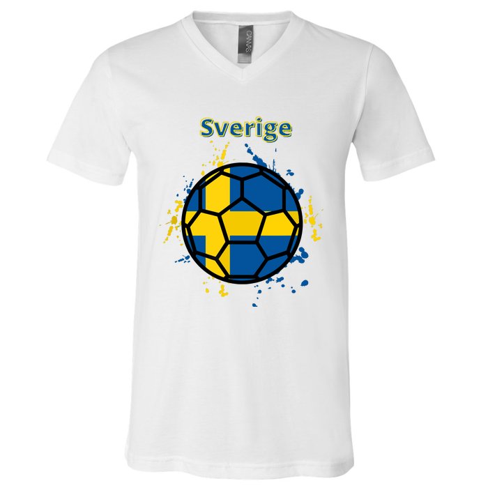 Sverige Soccer Gift Funny V-Neck T-Shirt