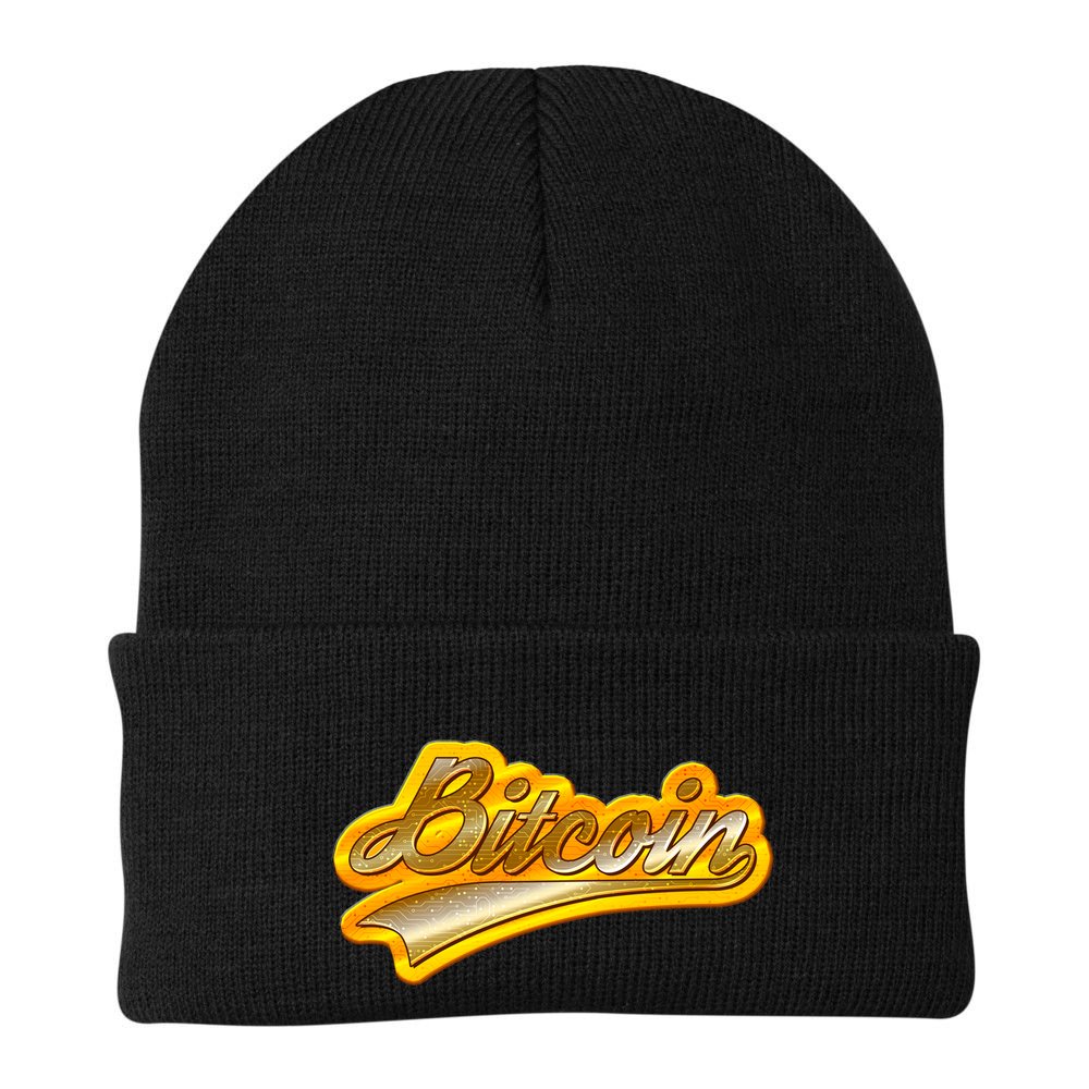 Sporty Style Gold Bitcoin Beanie