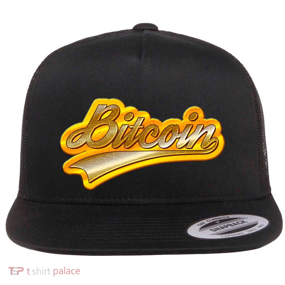 Sporty Style Gold Bitcoin Flatbill Hat