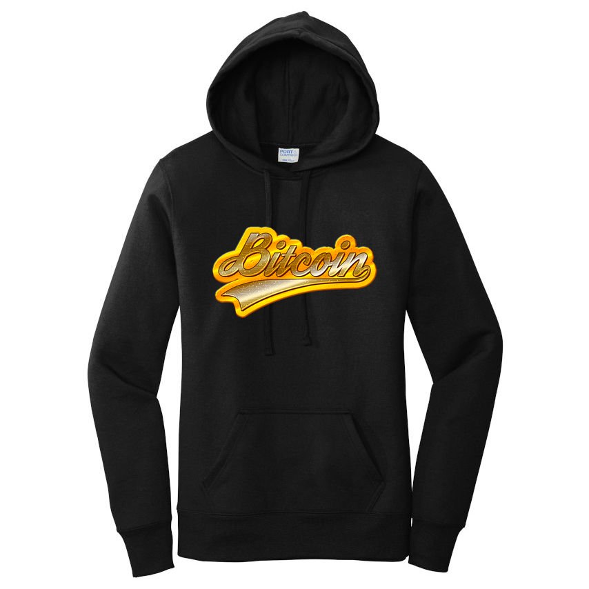 Sporty Style Gold Bitcoin Women's Pullover Hoodie