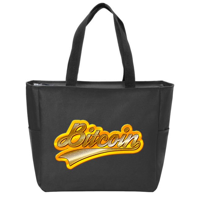 Sporty Style Gold Bitcoin Zip Tote Bag