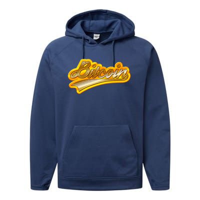 Sporty Style Gold Bitcoin Performance Fleece Hoodie