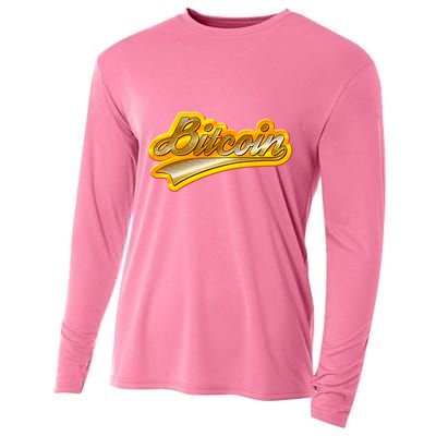 Sporty Style Gold Bitcoin Cooling Performance Long Sleeve Crew