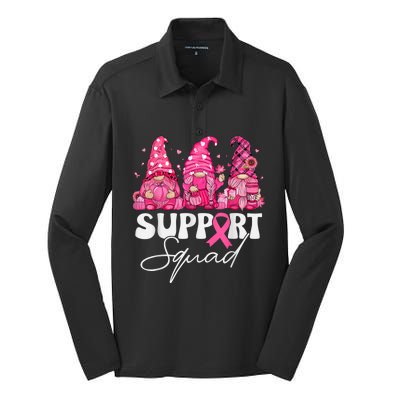 Support Squad Gnome Pink Breast Cancer Awareness Silk Touch Performance Long Sleeve Polo