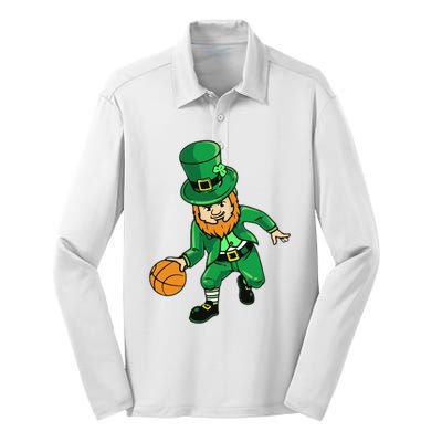 Shenanigans Squad Gnomes Shamrock Happy St Patrick's Day Silk Touch Performance Long Sleeve Polo