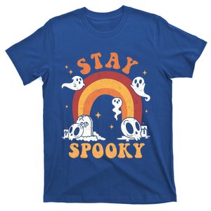 Stay Spooky Ghost Rainbow Groovy Retro Halloween Trick Treat Gift T-Shirt