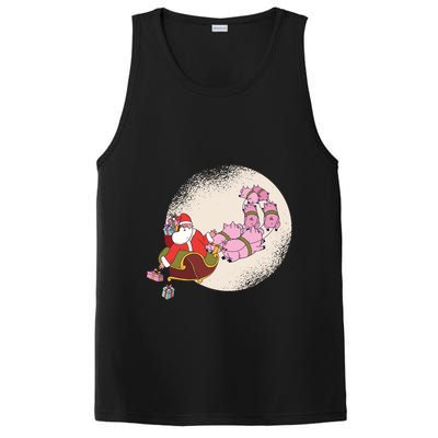 Santa Sleigh Gift With Flying Pigs And Christmas Presents Cute Gift PosiCharge Competitor Tank
