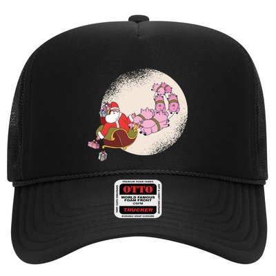Santa Sleigh Gift With Flying Pigs And Christmas Presents Cute Gift Trucker Hat