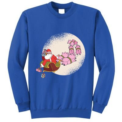 Santa Sleigh Gift With Flying Pigs And Christmas Presents Cute Gift Sweatshirt