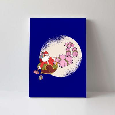 Santa Sleigh Gift With Flying Pigs And Christmas Presents Cute Gift Canvas