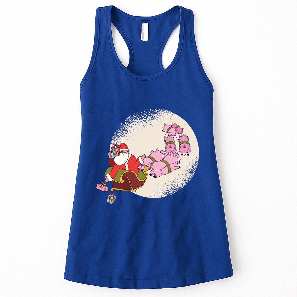 Santa Sleigh Gift With Flying Pigs And Christmas Presents Cute Gift Womens Tank Top