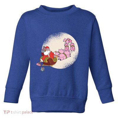 Santa Sleigh Gift With Flying Pigs And Christmas Presents Cute Gift Toddler Sweatshirt