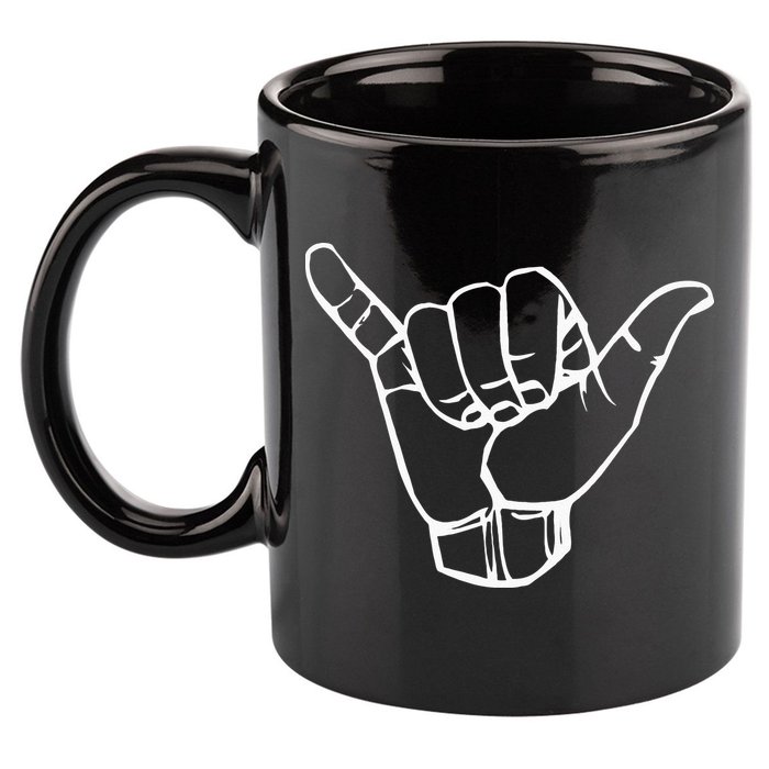 Shaka Sign Good Vibes Hang Loose Aloha Hawaiian Greeting 11oz C Handle Ceramic Mug