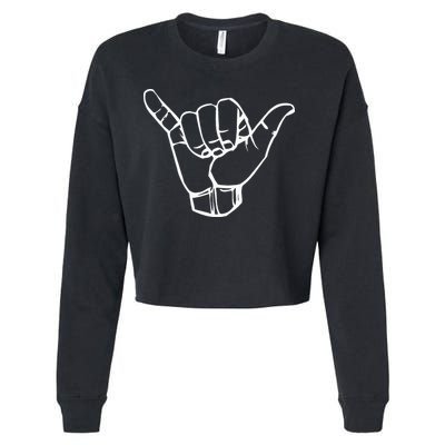 Shaka Sign Good Vibes Hang Loose Aloha Hawaiian Greeting Cropped Pullover Crew