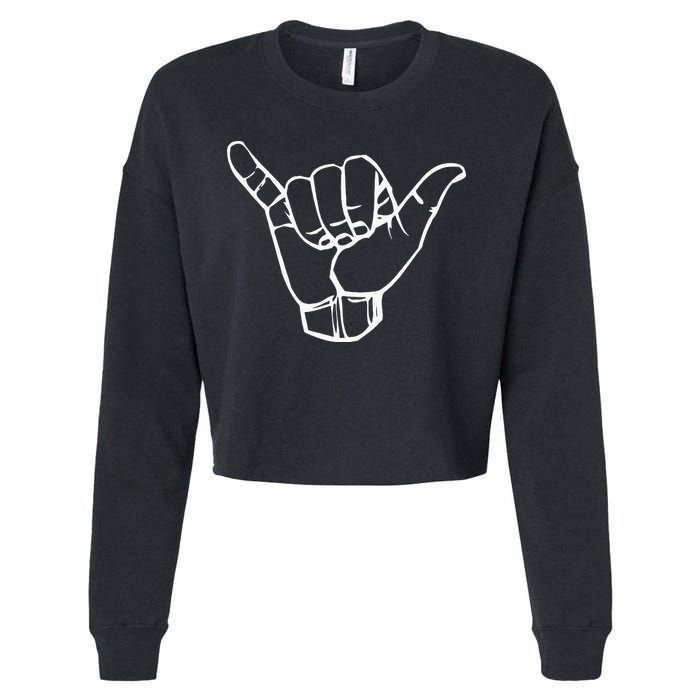 Shaka Sign Good Vibes Hang Loose Aloha Hawaiian Greeting Cropped Pullover Crew