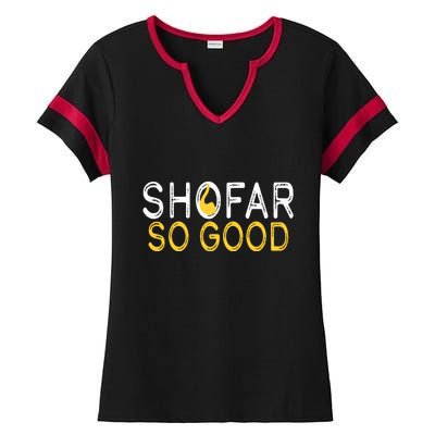 Shofar So Good Jewish New Year Shana Tova Hanukkah Ladies Halftime Notch Neck Tee