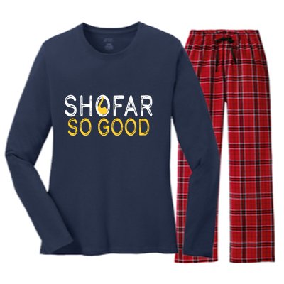 Shofar So Good Jewish New Year Shana Tova Hanukkah Women's Long Sleeve Flannel Pajama Set 