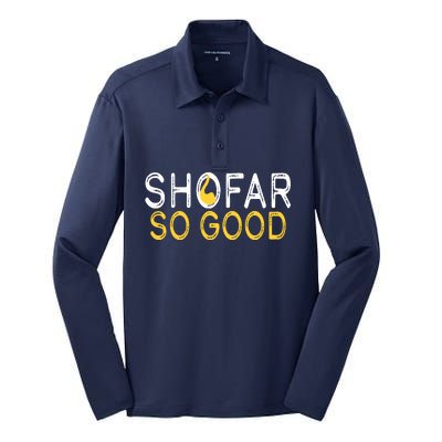 Shofar So Good Jewish New Year Shana Tova Hanukkah Silk Touch Performance Long Sleeve Polo