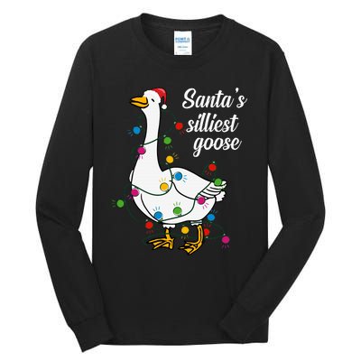 Santa’S Silliest Goose Funny Christmas Family Tall Long Sleeve T-Shirt