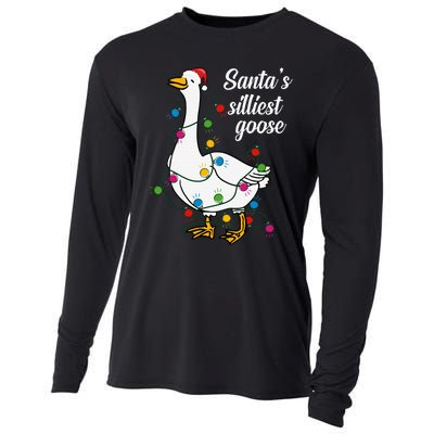 Santa’S Silliest Goose Funny Christmas Family Cooling Performance Long Sleeve Crew