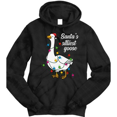 Santa’S Silliest Goose Funny Christmas Family Tie Dye Hoodie