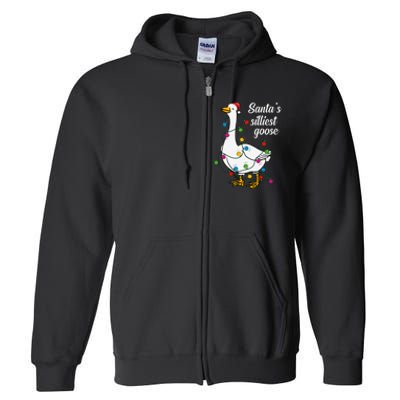 Santa’S Silliest Goose Funny Christmas Family Full Zip Hoodie