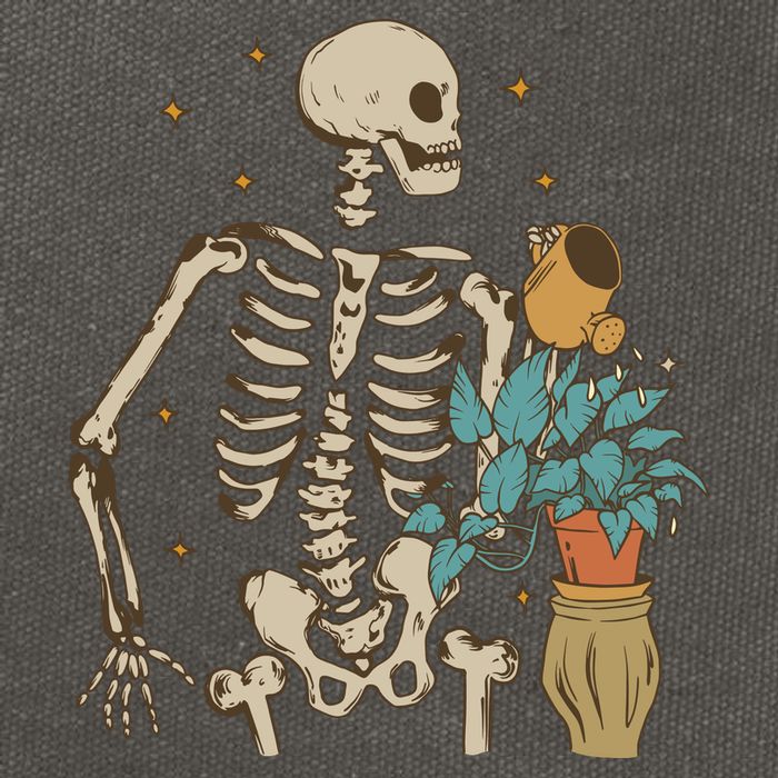 Skeleton Spring Garden Plant Cotton Canvas Backpack