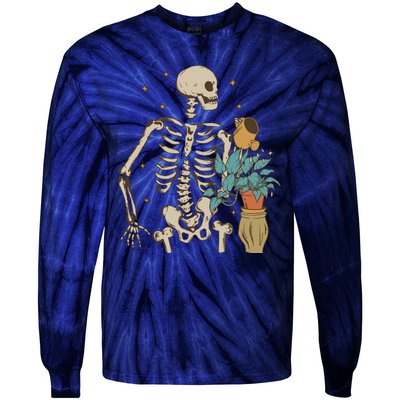 Skeleton Spring Garden Plant Tie-Dye Long Sleeve Shirt