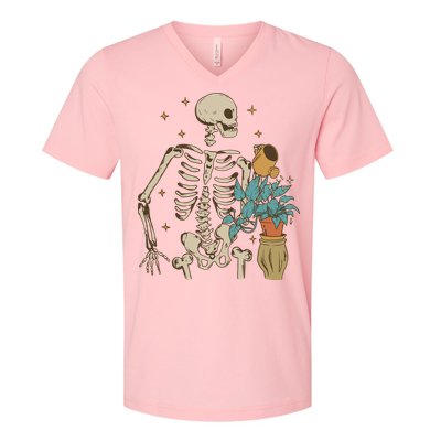 Skeleton Spring Garden Plant V-Neck T-Shirt