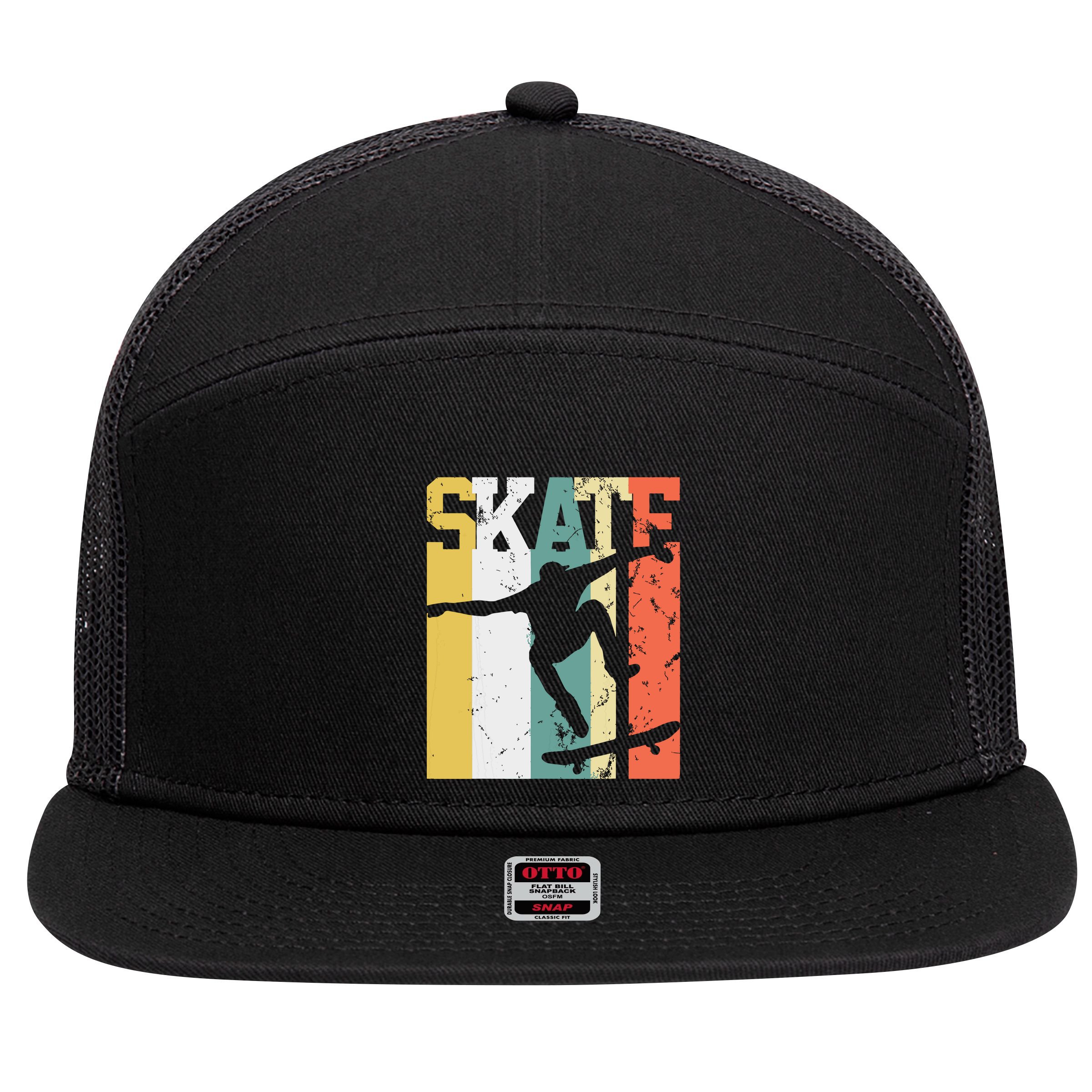 Skate Skateboarder Gift Skateboard Retro 7 Panel Mesh Trucker Snapback Hat