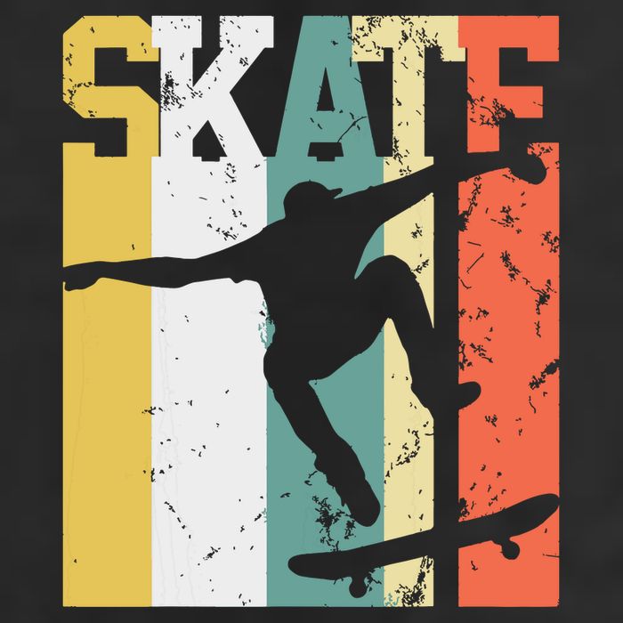 Skate Skateboarder Gift Skateboard Retro 7 Panel Mesh Trucker Snapback Hat