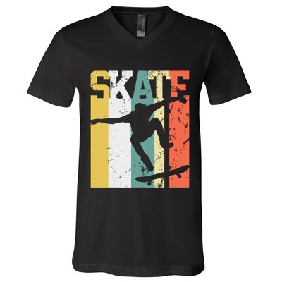Skate Skateboarder Gift Skateboard Retro V-Neck T-Shirt