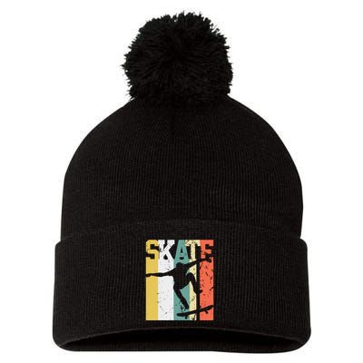 Skate Skateboarder Gift Skateboard Retro Pom Pom 12in Knit Beanie