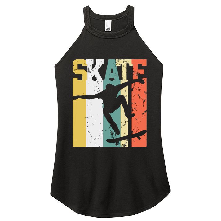Skate Skateboarder Gift Skateboard Retro Women's Perfect Tri Rocker Tank