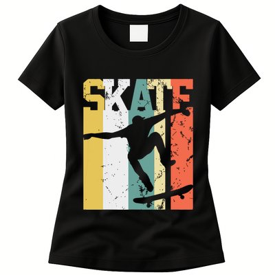 Skate Skateboarder Gift Skateboard Retro Womens T-Shirt