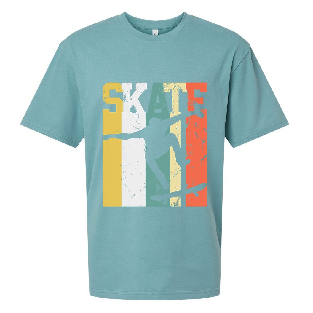 Skate Skateboarder Gift Skateboard Retro Sueded Cloud Jersey T-Shirt