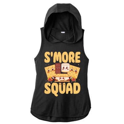 Smore Squad Groovy Smore Chocolate Marshmallow Camping Team Ladies PosiCharge Tri-Blend Wicking Draft Hoodie Tank