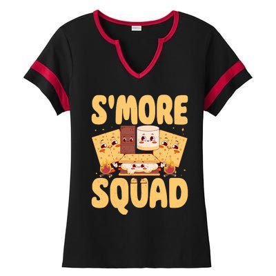 Smore Squad Groovy Smore Chocolate Marshmallow Camping Team Ladies Halftime Notch Neck Tee