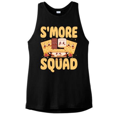 Smore Squad Groovy Smore Chocolate Marshmallow Camping Team Ladies PosiCharge Tri-Blend Wicking Tank