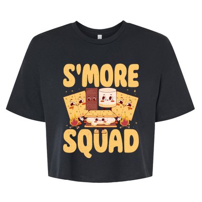 Smore Squad Groovy Smore Chocolate Marshmallow Camping Team Bella+Canvas Jersey Crop Tee