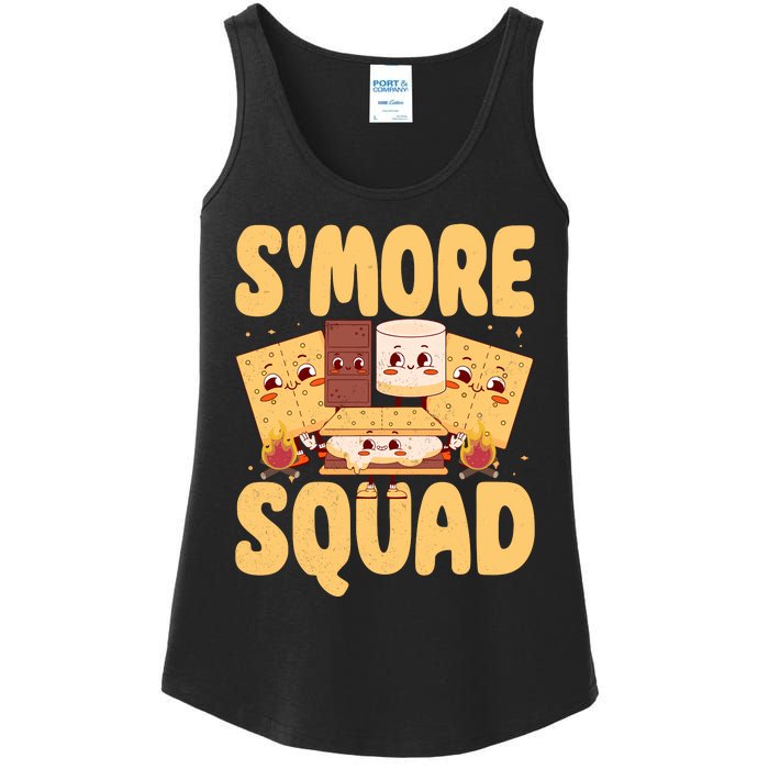 Smore Squad Groovy Smore Chocolate Marshmallow Camping Team Ladies Essential Tank