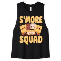 Smore Squad Groovy Smore Chocolate Marshmallow Camping Team Women's Racerback Cropped Tank