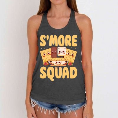 Smore Squad Groovy Smore Chocolate Marshmallow Camping Team Women's Knotted Racerback Tank